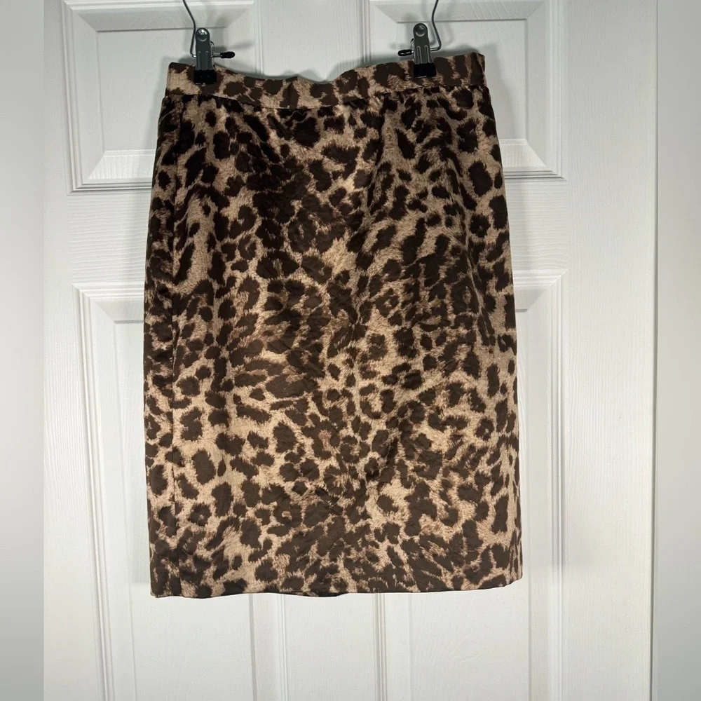 Club Monaco Satin Leopard Jackie Skirt Jupe Cocoa Brown Size 4 NWT